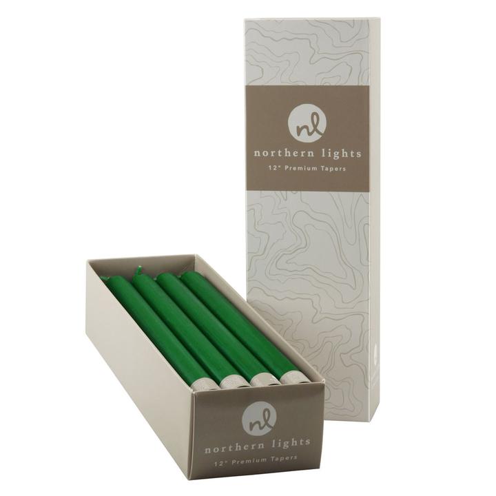 12 inch Hunter Green Tapers - 12 pack