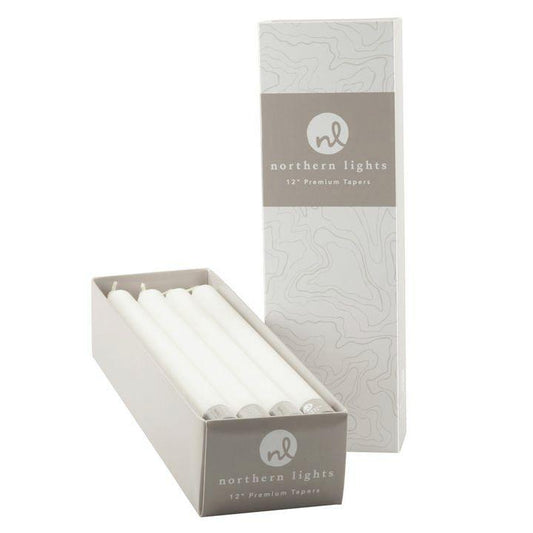 12 inch White Tapers - 12 pack