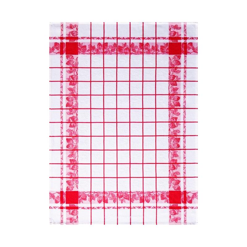 Fraises Red and White Tea Towel