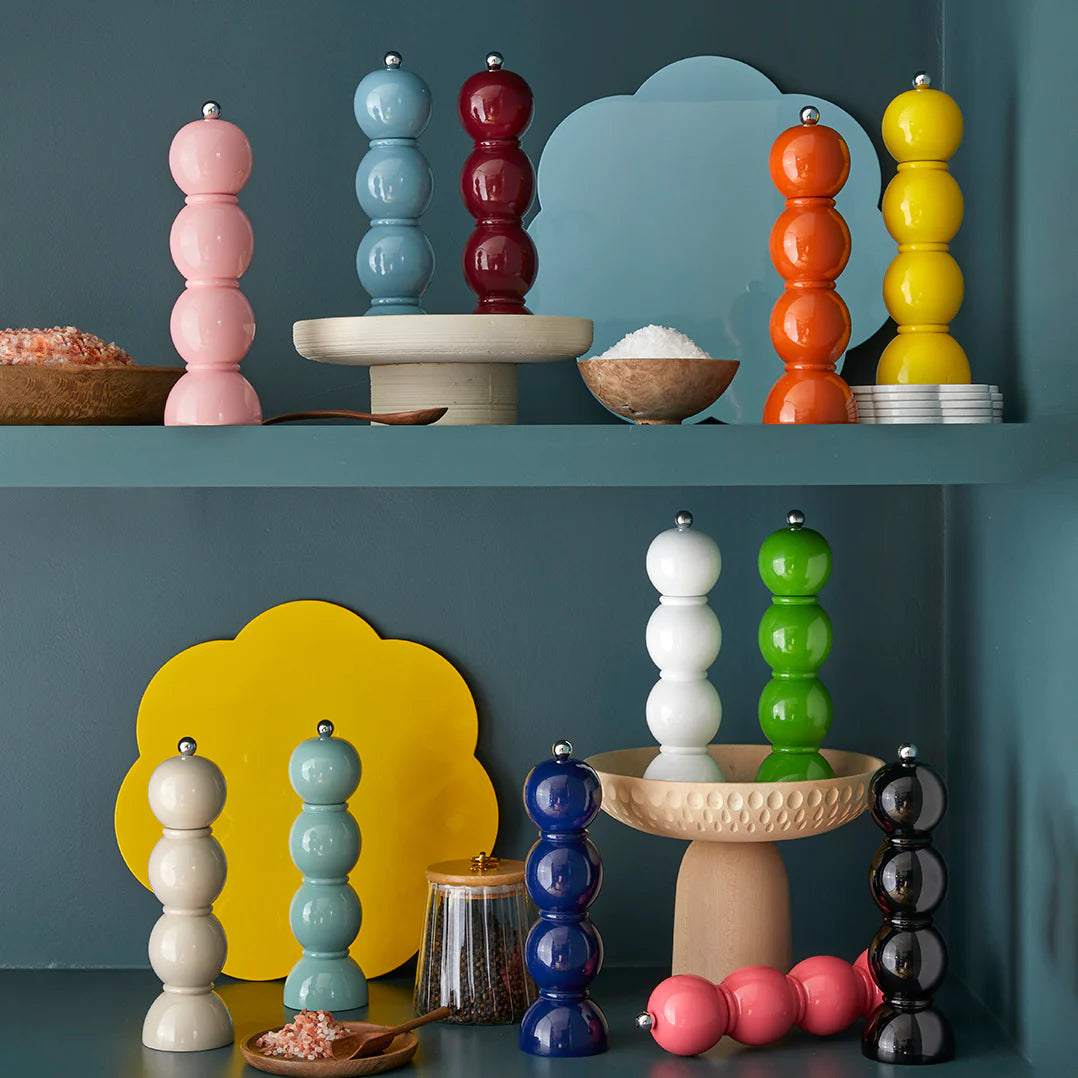 Chiffon Grey Lacquer Bobbin Salt & Pepper Mill Grinder, London