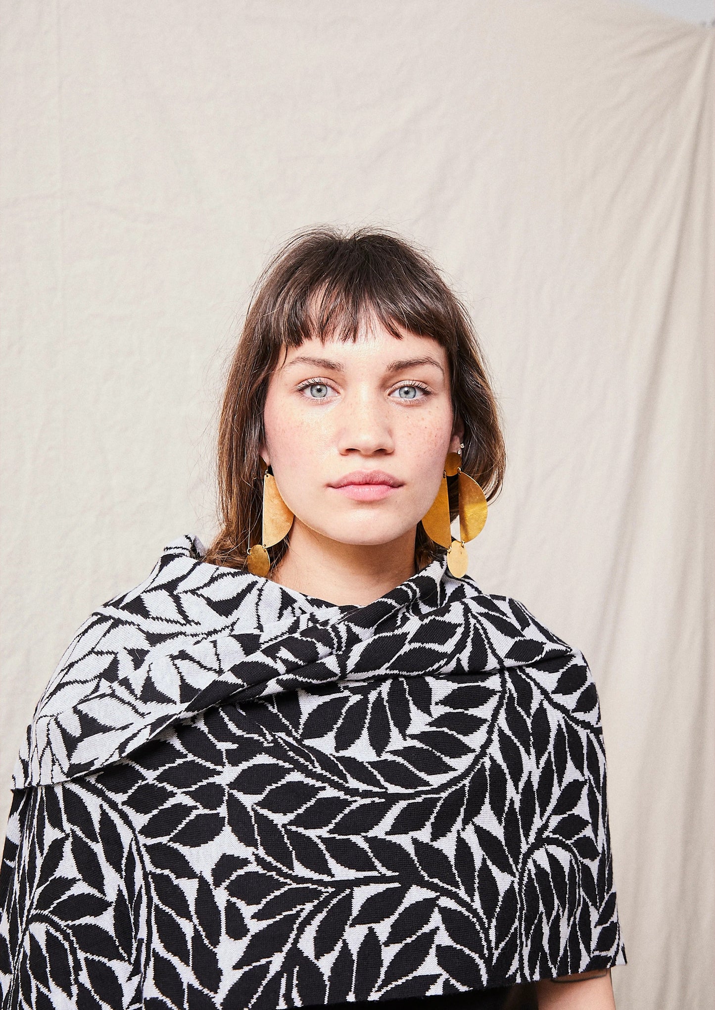 Liamolly Olive Branch, Black and Marble Cotton Wrap