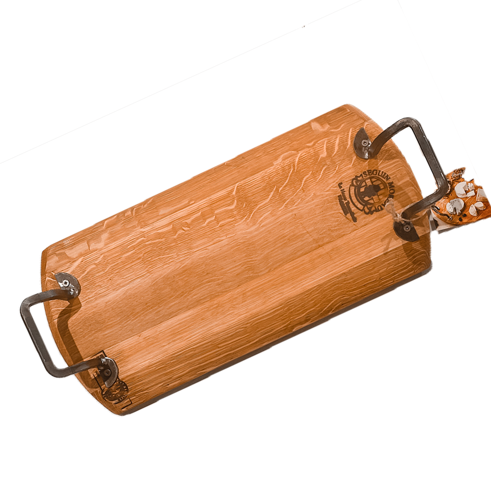 French Reclaimed Wine Barrel Platter w/ Iron Handles