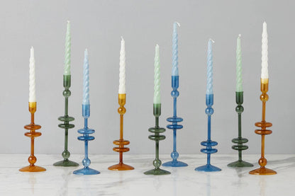 Emerald Glass Candlestick Pair, Small - r. h. ballard shop & gallery