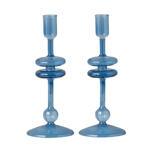 Angelique Glass Candlestick Sapphire Blue, Single, 9in - r. h. ballard shop & gallery