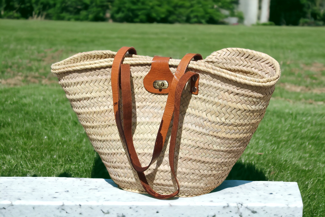 Moroccan Market Basket with Leather Closure - r. h. ballard shop & gallery