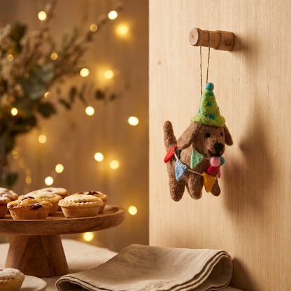 Handmade Felt Party Pooch Hanging Dog Decoration - r. h. ballard shop & gallery