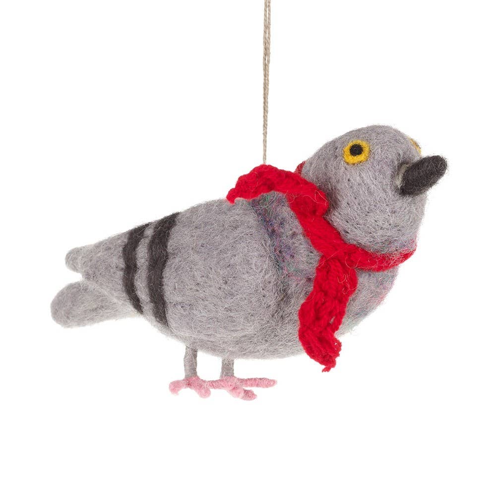 Handmade Pigeon with a Scarf Hanging Bird Decoration - r. h. ballard shop & gallery