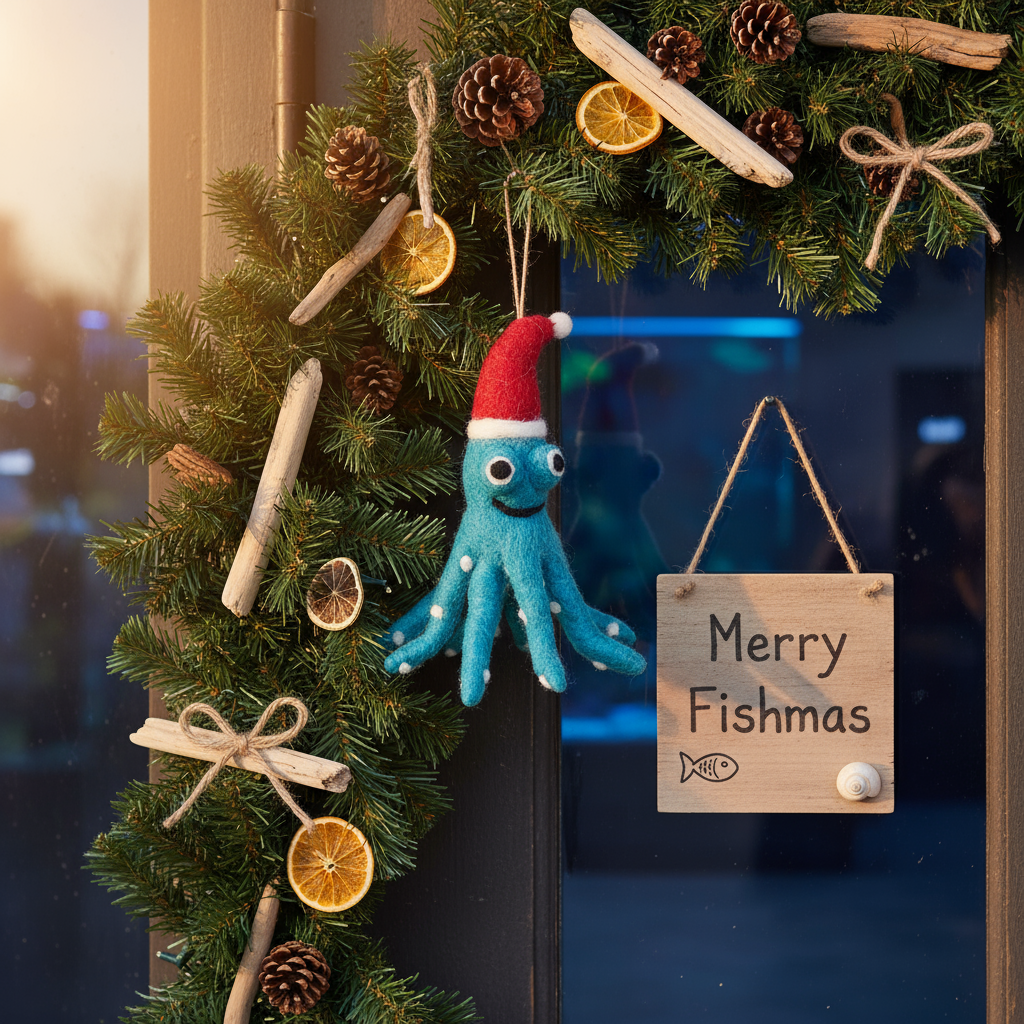 Handmade Felt Biodegradable Christmas Octopus Decoration - r. h. ballard shop & gallery