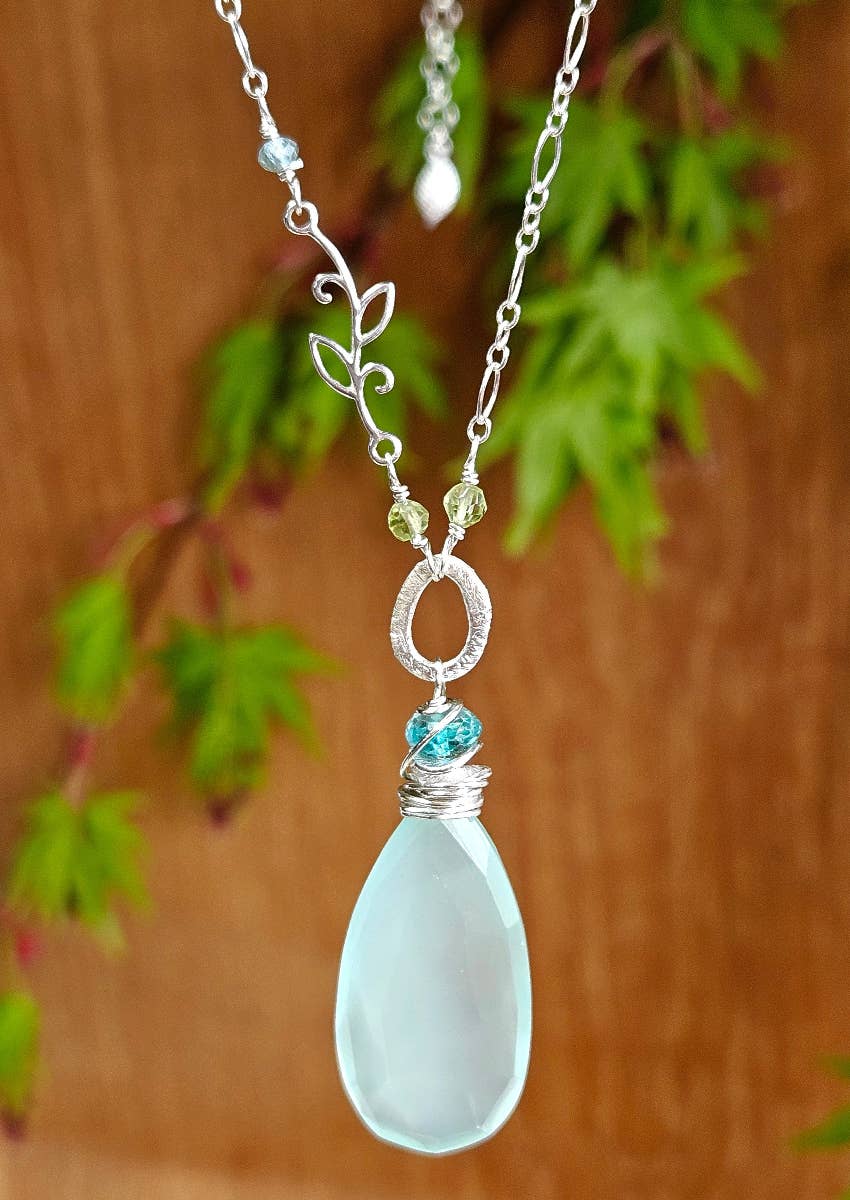 Chalcedony and Blue Topaz Necklace