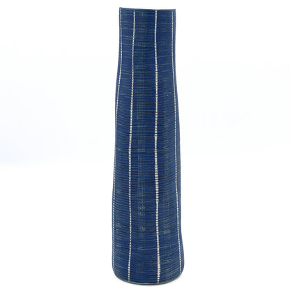 KOZA M Blue and White Textured Porcelain Bud Vase