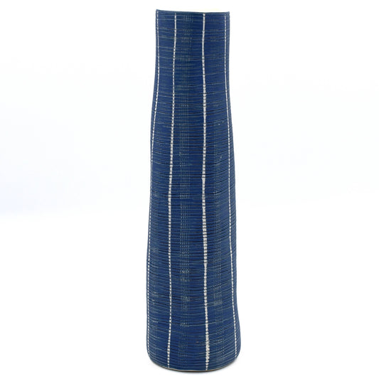 KOZA M Blue and White Textured Porcelain Bud Vase