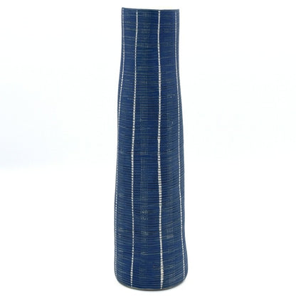 Koza Blue & White Basket Stripe Porcelain Bud Vase
