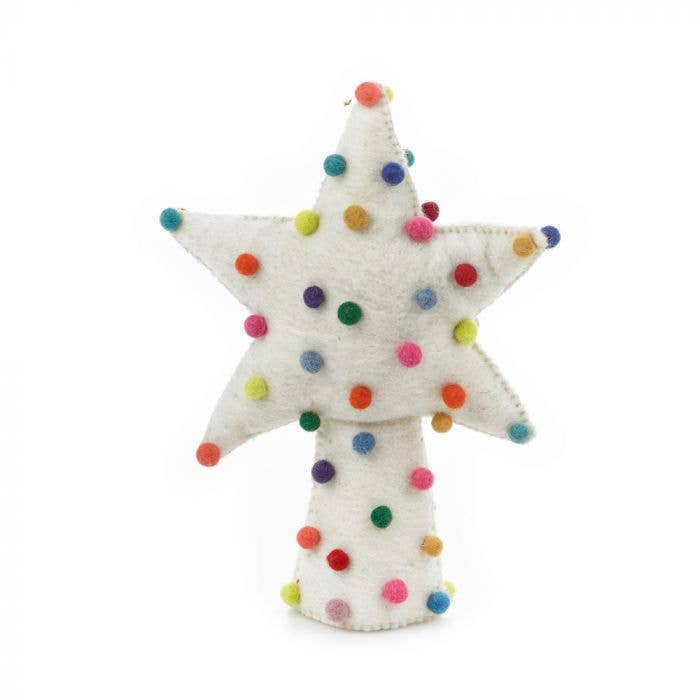 Handmade Felt Pompom Star Christmas Tree Topper Decoration - r. h. ballard shop & gallery