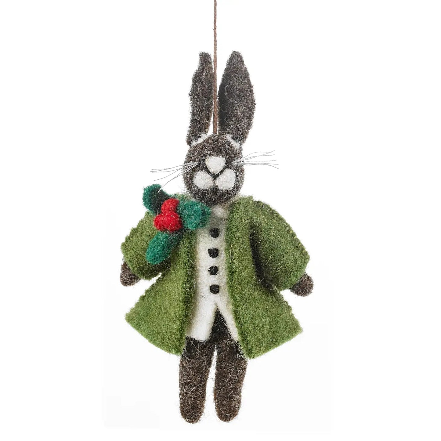 Handmade Hector Hare Felt Ornament