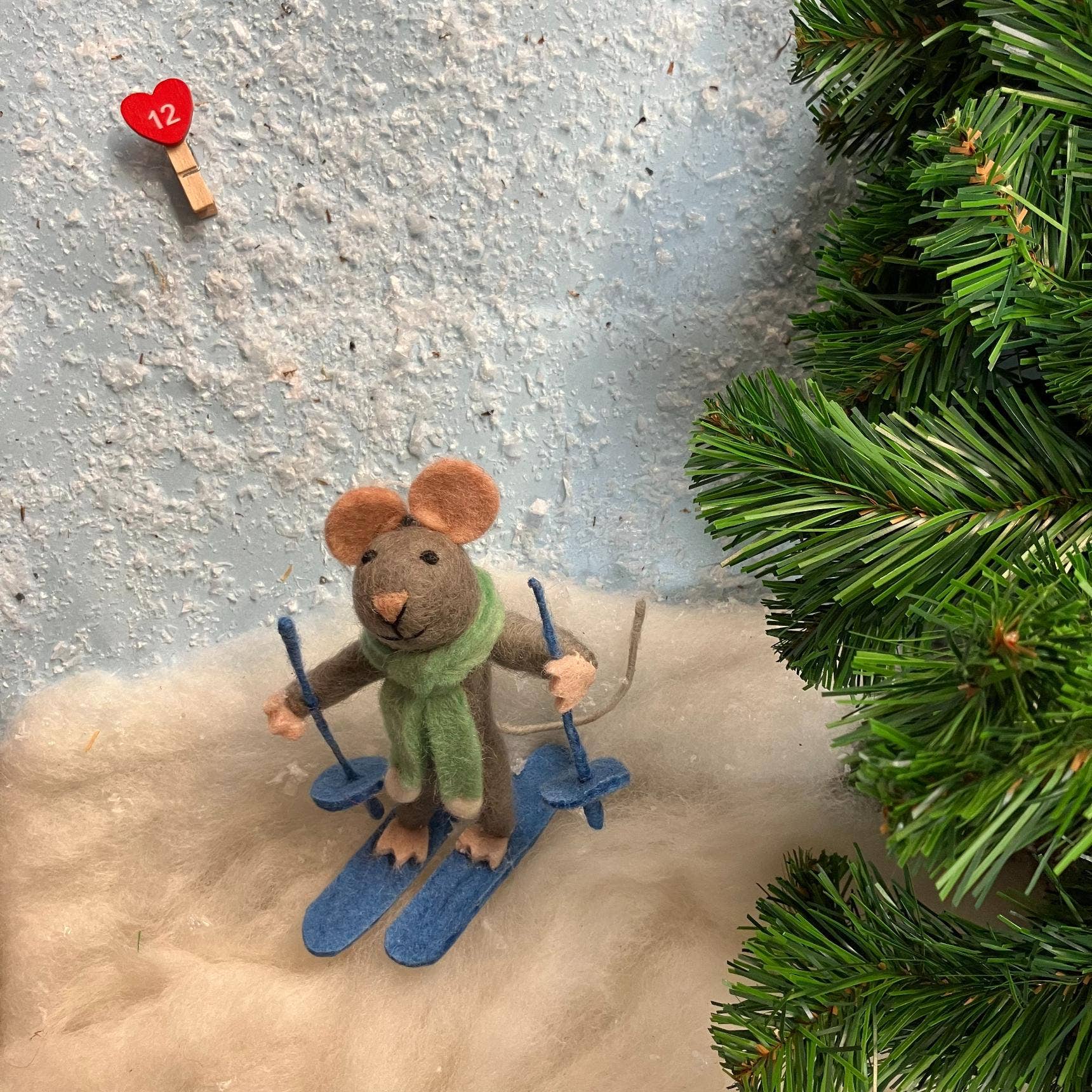 Handmade Felt Sylvia the Skiing Mouse Christmas Decoration - r. h. ballard shop & gallery