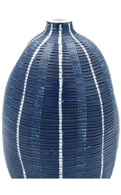 Gugu Blue Weave Textured Porcelain Vase