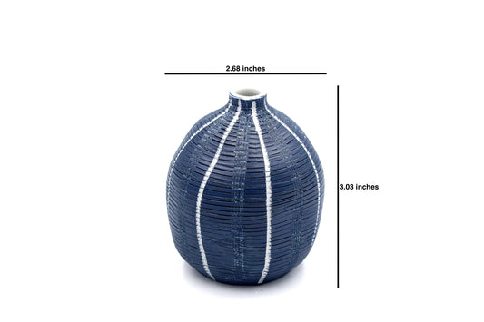 Gugu Small White with Blue Stripes Porcelain Bud Vase