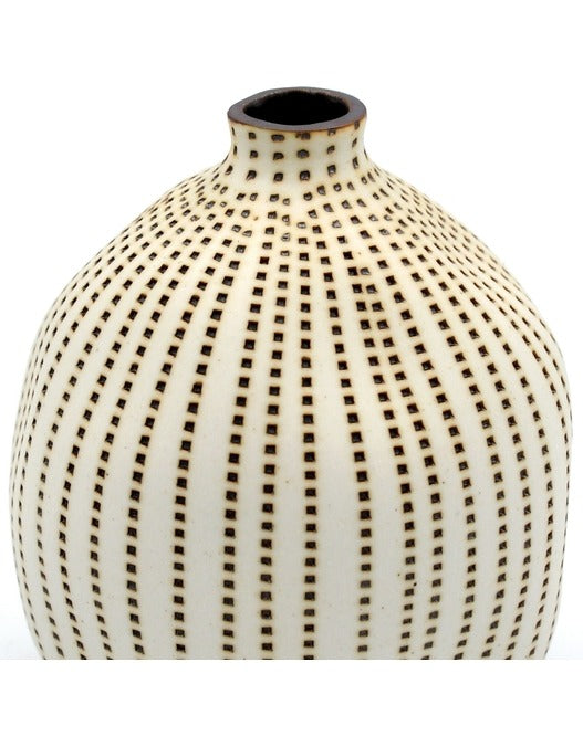 Gugu Small Tan & White Dot Porcelain Vase