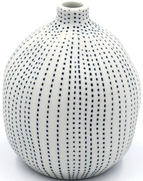 Gugu Small White with Blue Dots Porcelain Bud Vase 1