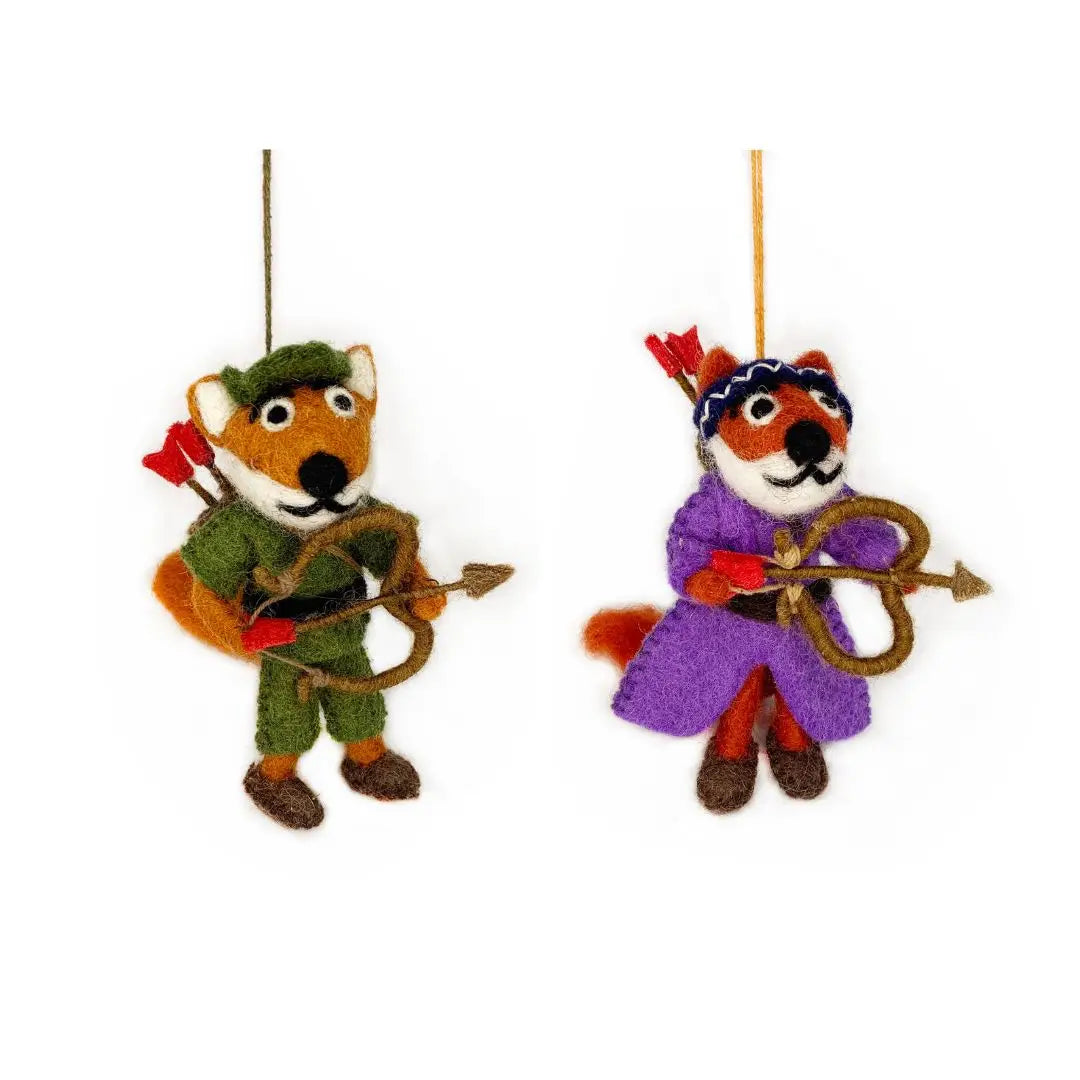 Handmade Fox Robin Hood Felt Ornament