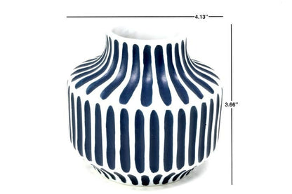 Diana Blue and White Textured Stripe Porcelain Vase