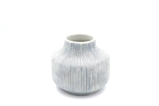 Diana Blue and White Thin Stripe Porcelain Vase