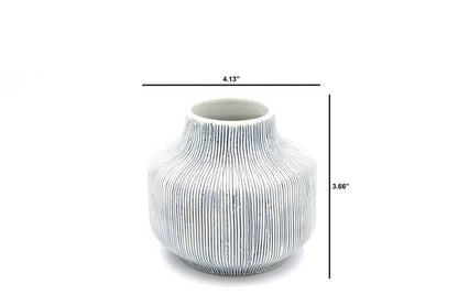 Diana Blue and White Thin Stripe Porcelain Vase