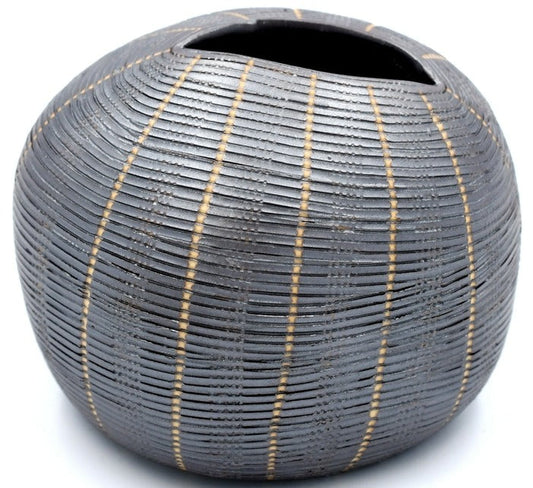 Congo Pebble Brown Basket Porcelain Bud Vase