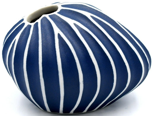 Pebble Blue & White Stripe Porcelain Bud Vase - r. h. ballard shop & gallery