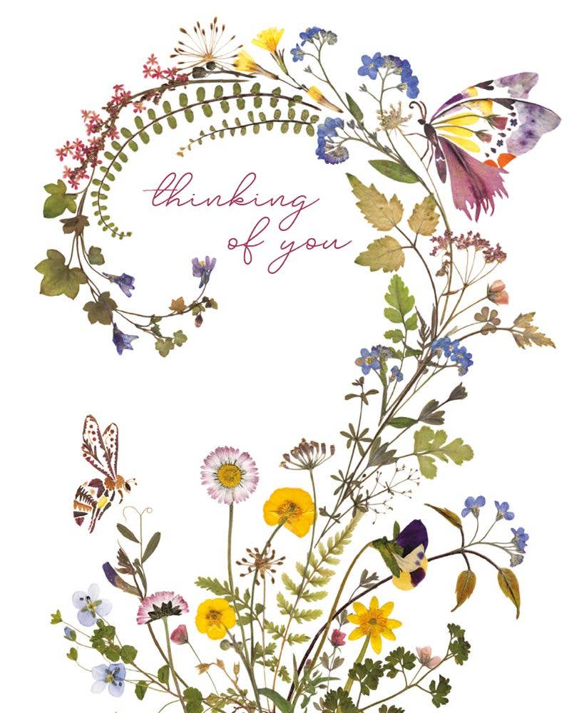 THINKING OF YOU GREETING CARD FLORAL SWIRL WILD PRESS M&G: MUSEUMS & GALLERIES