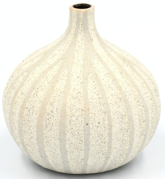 Congo Ivory Stripe Porcelain Bud Vase