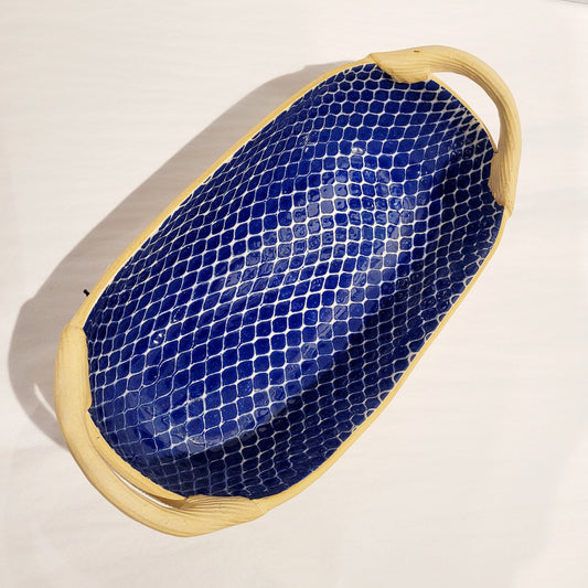 Terrafirma Ceramics - Cobalt Taj Bread Basket with Handles