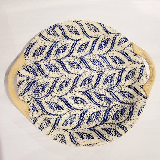 Terrafirma Ceramics - Cobalt Paisley 13” Tray with Handles