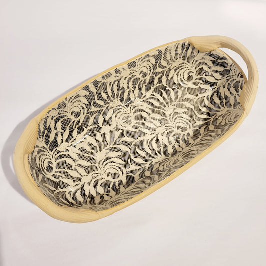 Terrafirma Ceramics - Black Laurel Bread Basket with Handles