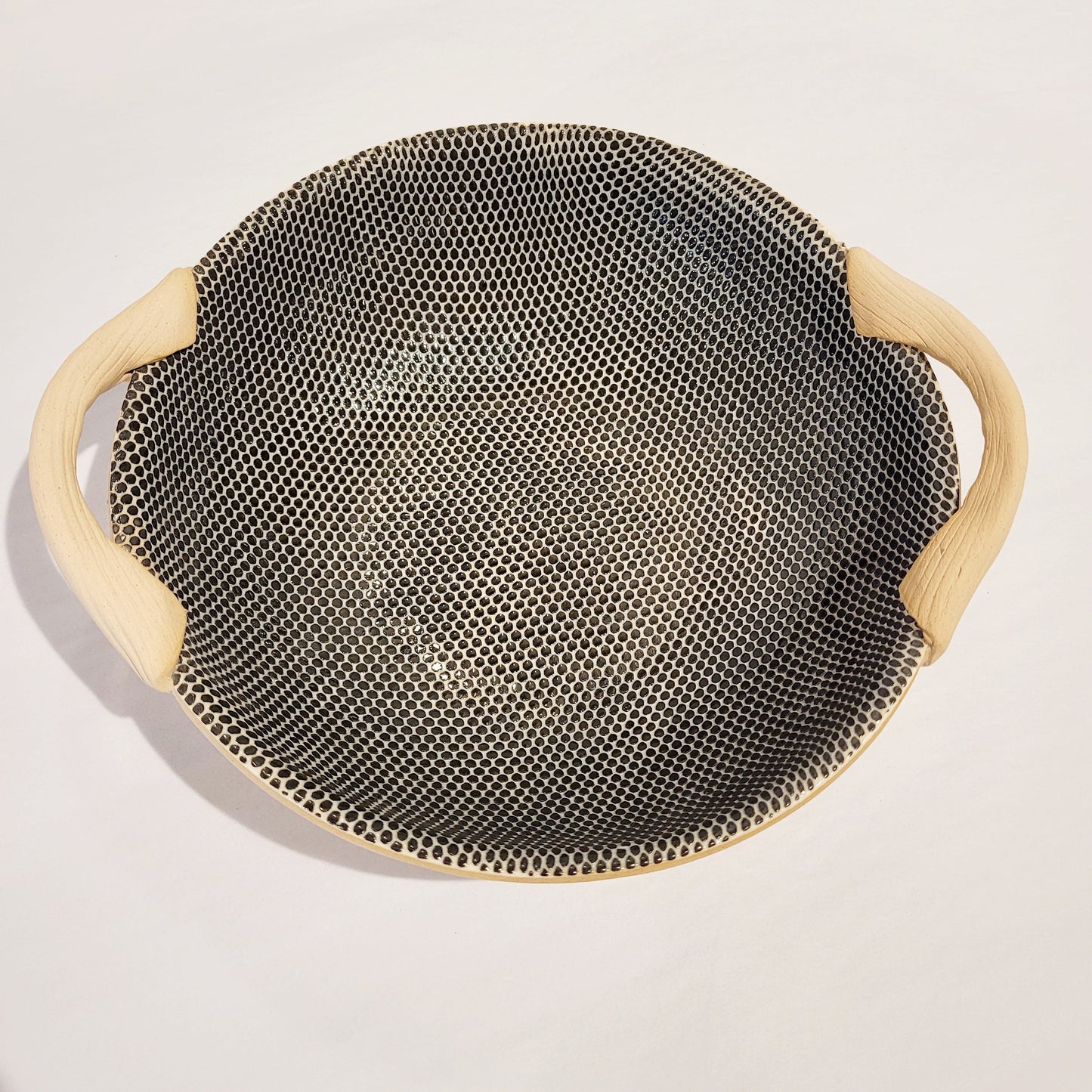 Terrafirma Ceramics - Black Honeycomb 9” Serving Bowl with Handles