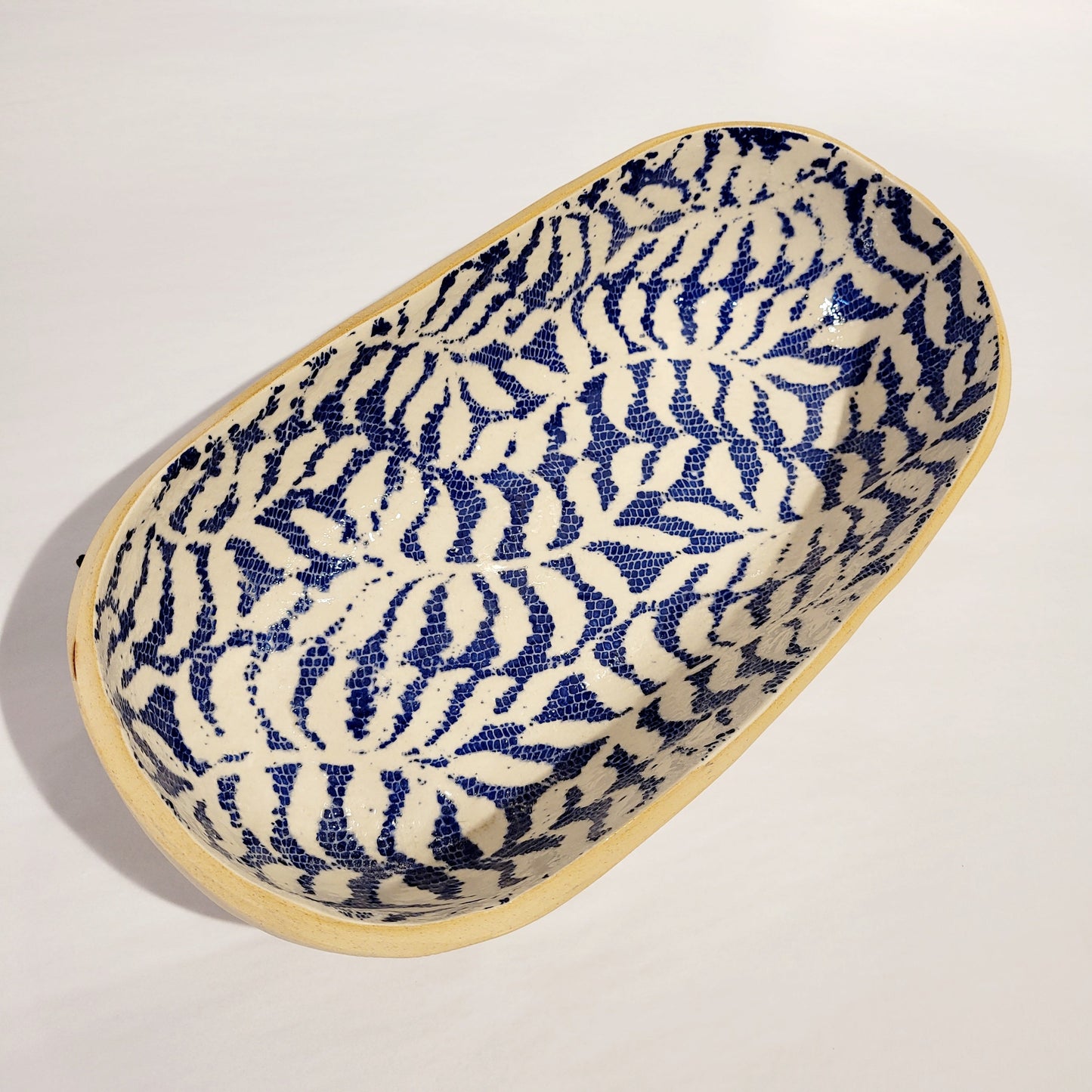 Terrafirma Ceramics - Cobalt Fern 12.5” Bread Basket