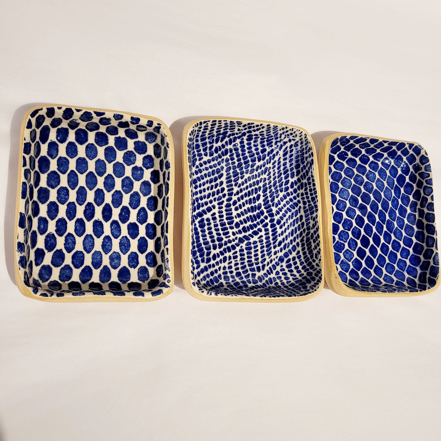 Terrafirma Ceramics - Cobalt Tasting Trio Rectangular Dips