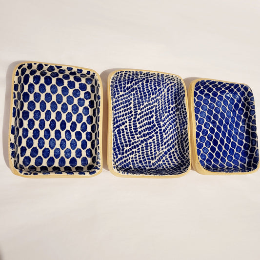 Terrafirma Ceramics - Cobalt Tasting Trio Rectangular Dips