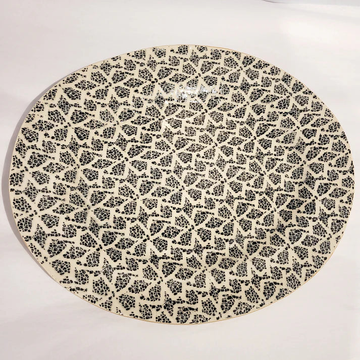 Terrafirma Ceramics - Black Pinwheel Medium Oval Serving Platter