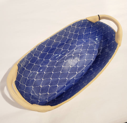 Terrafirma Ceramics - Cobalt Arabesque Bread Basket with Handles