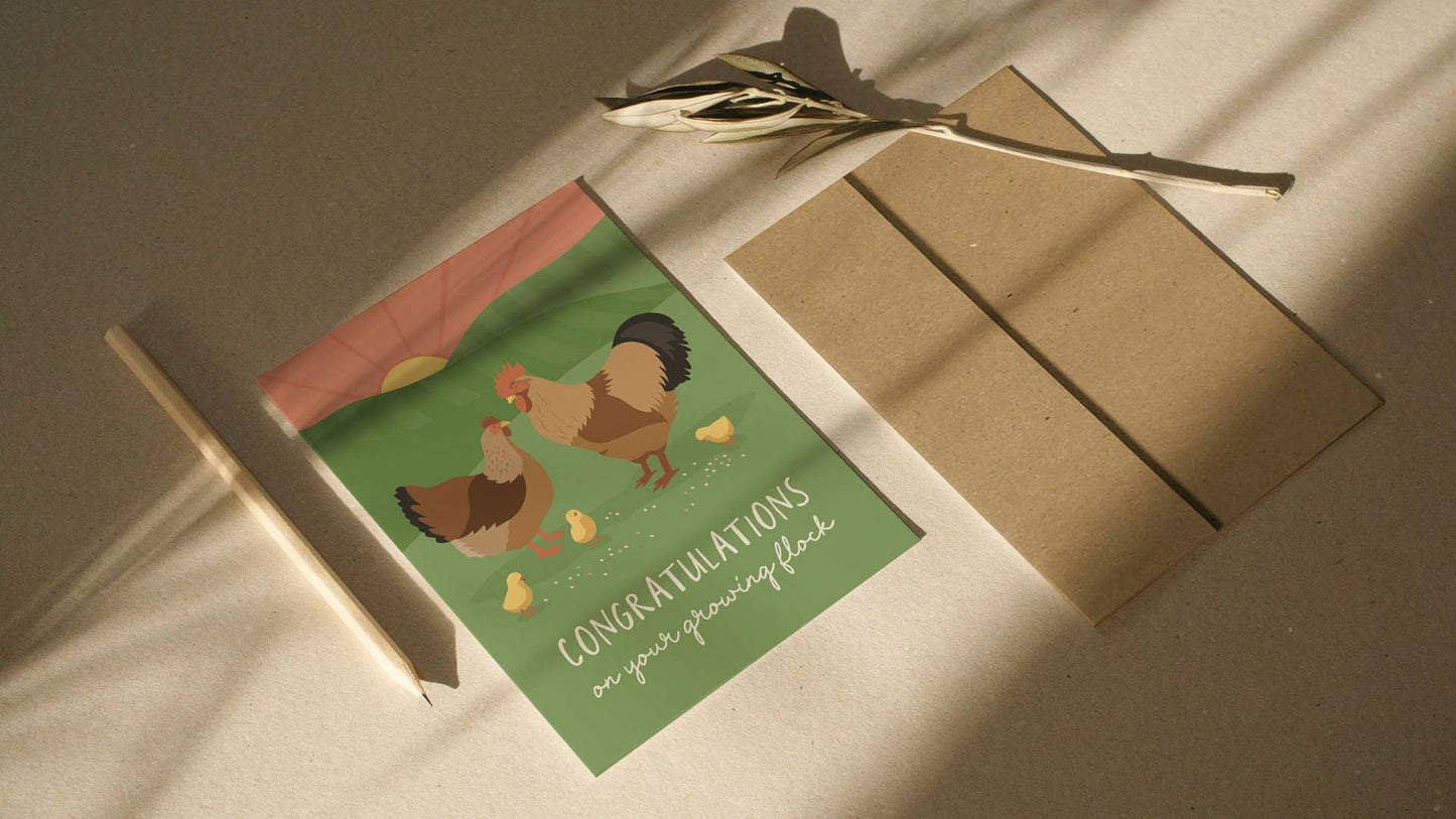 Growing Flock - New Baby Card - Cute Baby Shower Card - r. h. ballard shop & gallery