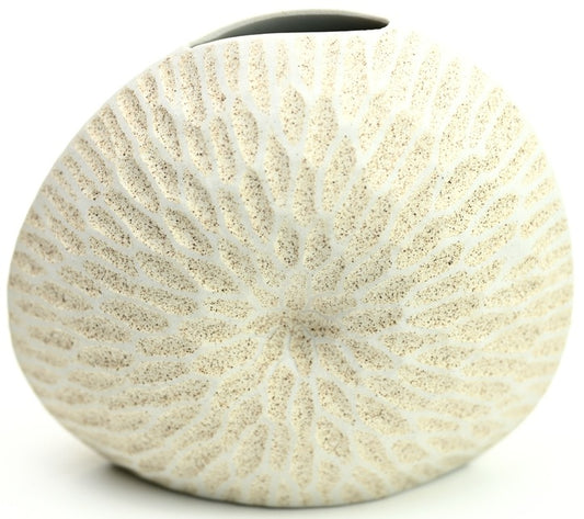 Diva Cream Textured Round Porcelain Vase