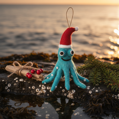 Handmade Felt Biodegradable Christmas Octopus Decoration - r. h. ballard shop & gallery