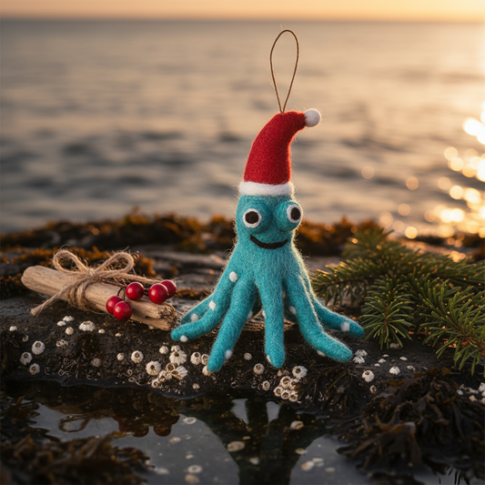 Handmade Felt Biodegradable Christmas Octopus Decoration - r. h. ballard shop & gallery