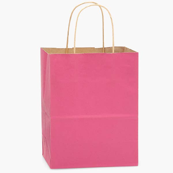 Recycled Kraft Color Paper Retail Shopping Bags: Black / 100 Pack / Rose 5.5x3.25x8.375" - r. h. ballard shop & gallery