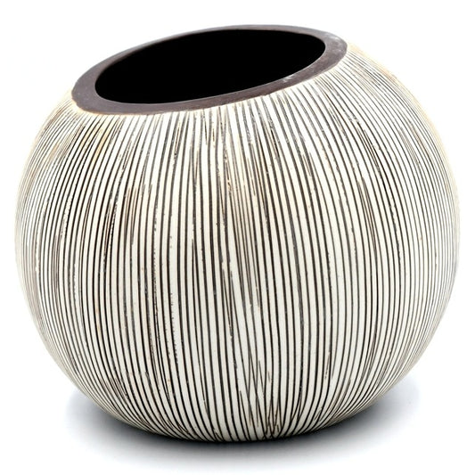 Pettra Brown Stripe Large Porcelain Bud Vase