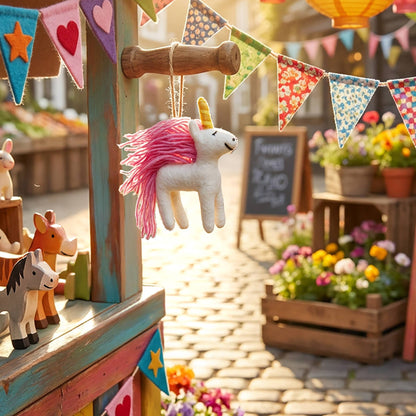 Handmade Felt Mystic Unicorn Hanging Decoration - r. h. ballard shop & gallery
