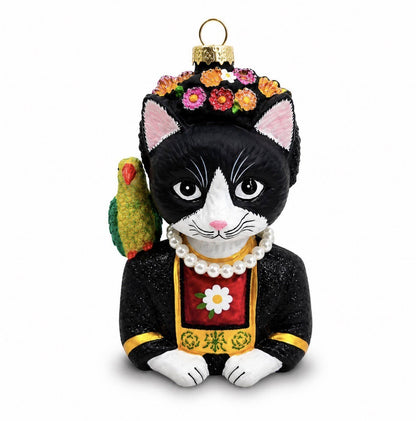 Frida Kahlo CATLO - Tuxedo Cat Ornament 