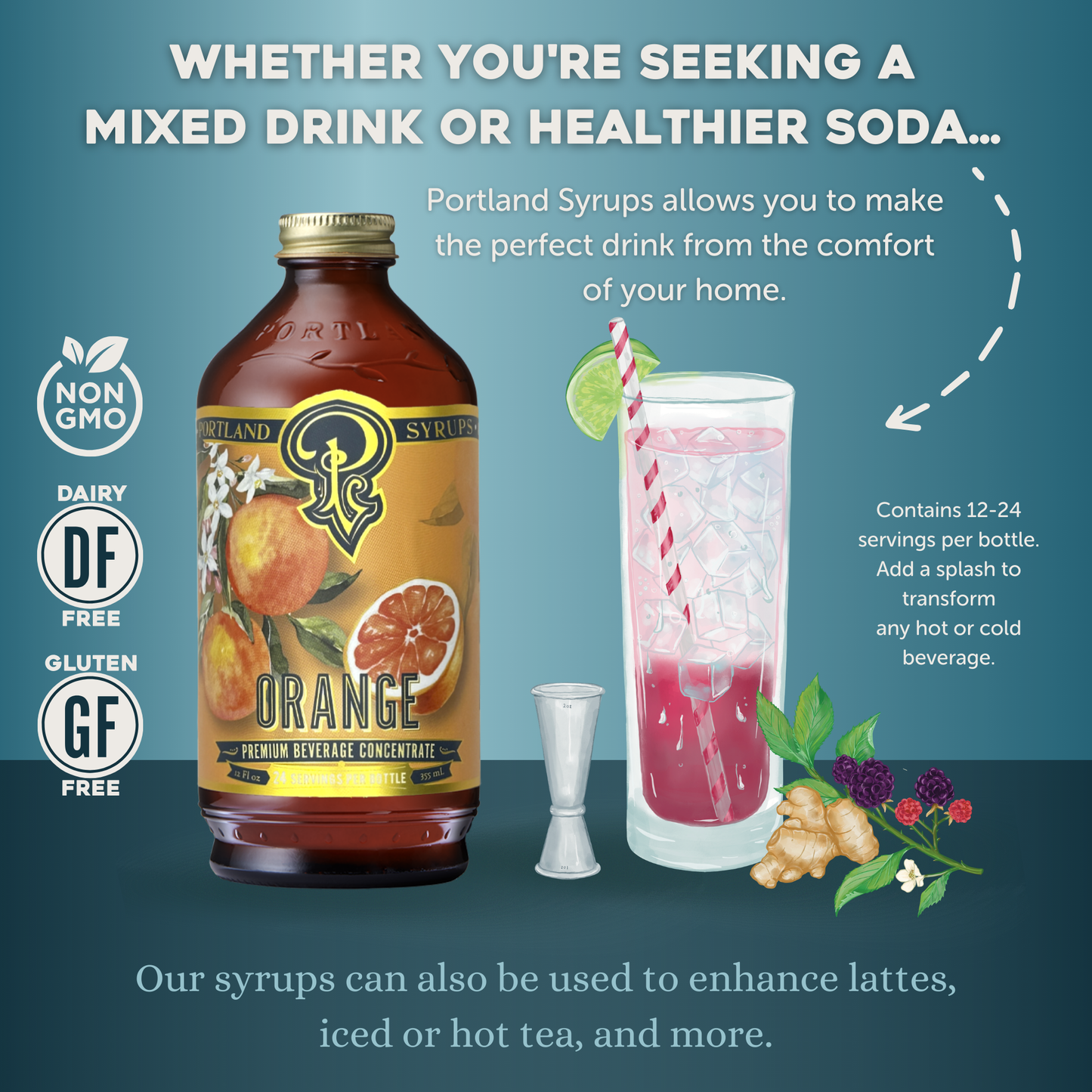 Orange Syrup 12oz - Cocktail / Mocktail / Coffee /Tea - r. h. ballard shop & gallery