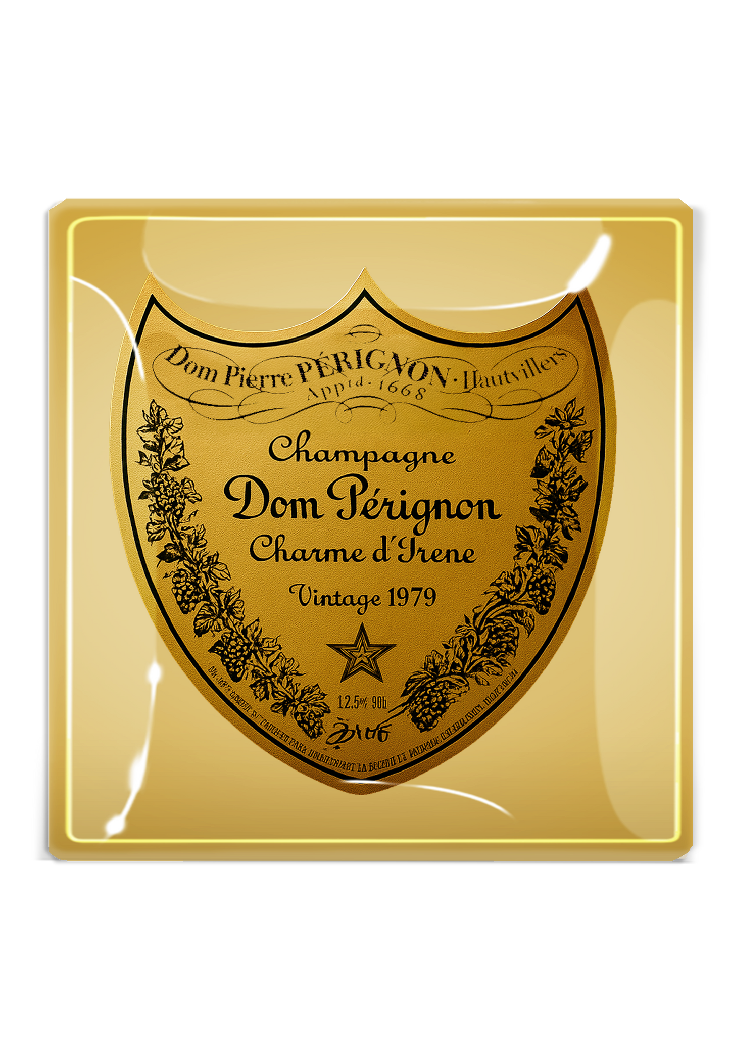 Vintage Dom Pérignon Brut Decoupage Glass Tray: 6"X 6" - r. h. ballard shop & gallery